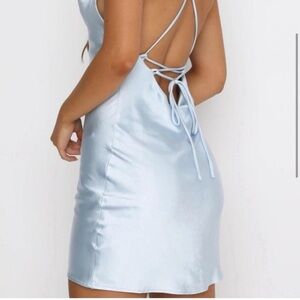 Blue silk mini dress - white fox boutique